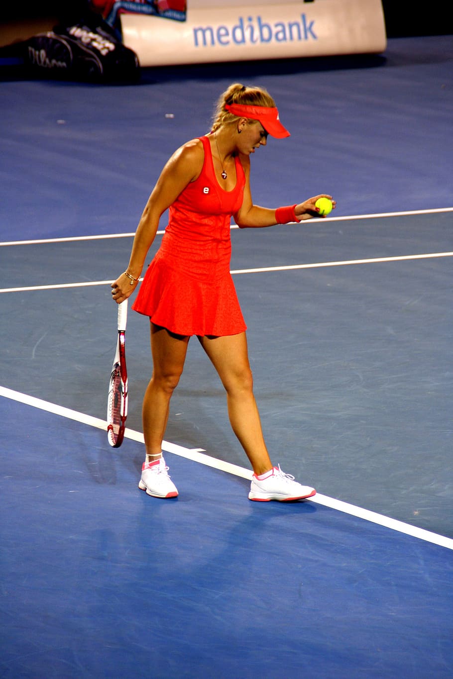 female, tennis player, performing, serve, caroline wozniacki, tennis, player, woman, sport, female athlete