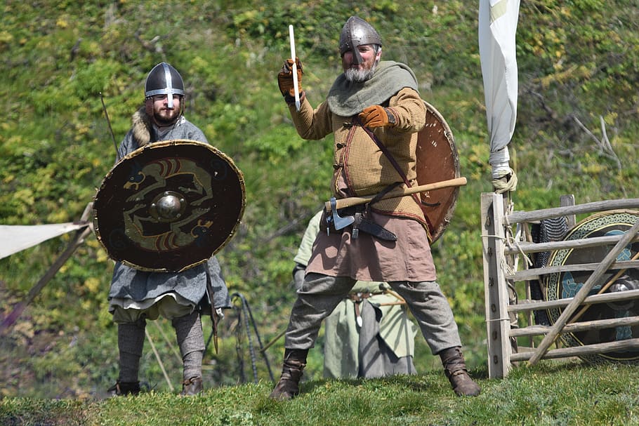 warrior, saxon, historical, historic, europe, saxony, historically, spear, shield, helmet