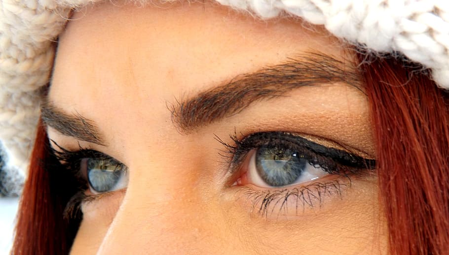 woman's eye photo, blue eyes, iris, gene, seductive, makeup, beauty, coloring, human eye, eye