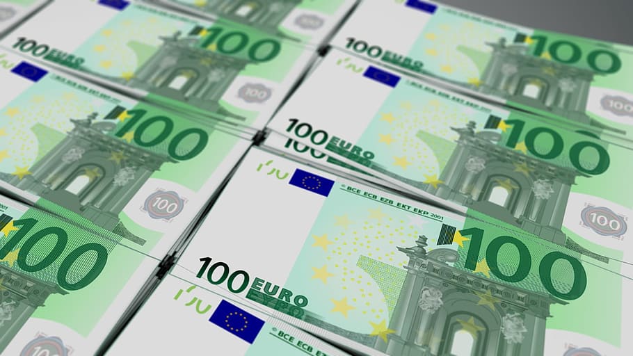 Euro, proyecto de ley, moneda, cien, efectivo, negocios, dinero, finanzas, banco, billete de banco