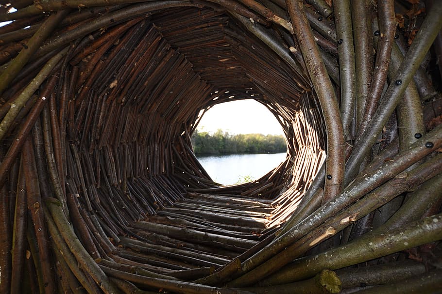 natural structure, wooden spiral, spiral, wood, natural, texture, landscape, material, architecture, structure
