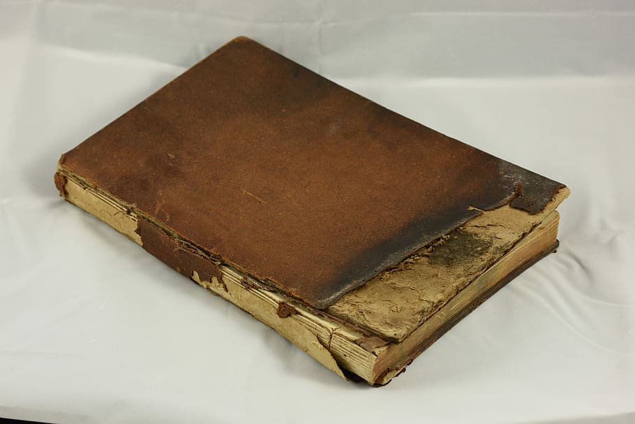 libro marrón, arruinado, libro, destruido, quemado, dañado, libro arruinado, dañado por el agua, podrido, vintage