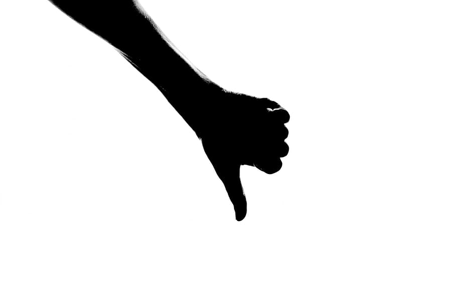 silhoutte, person right hand, person, right hand, silhouette, thumb, looser, icon, human, disapprove