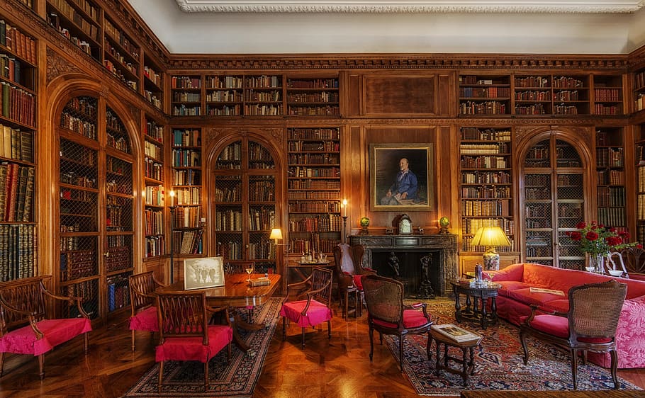 photo of library, john work garrett library, baltimore, maryland, books, inside, interior, rich, luxurious, hdr