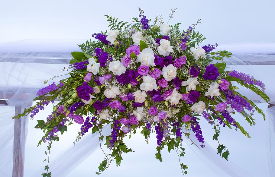 wedding, beach, decor, purple, flowers love, marriage, tiers, decoration, ceremony, marrying