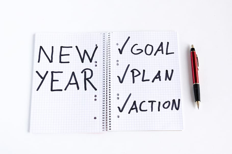documento, escribir, resoluciones, año nuevo, víspera de año nuevo, nota, escritorio, página, objetivos, 2018