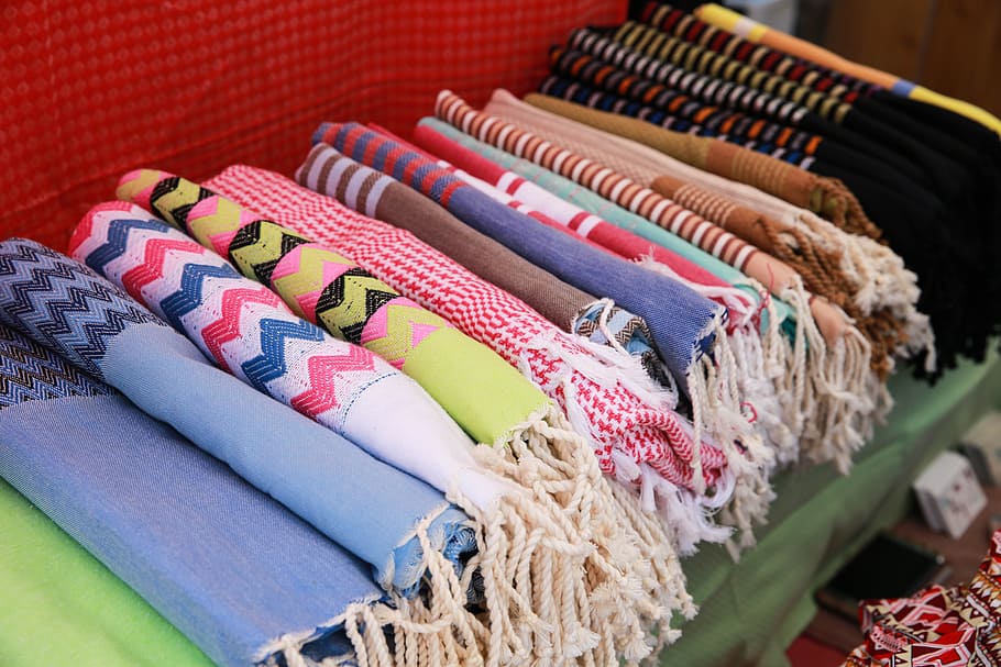 towels, products, stripy, beach, outdoor, resort, summer, multi colored, choice, variation