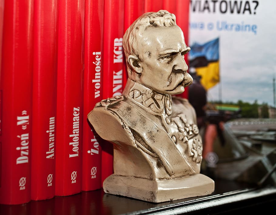 Bust, Jozef Pilsudski, Komandan, kepala, pemimpin, republik kedua, kemerdekaan, partisi, rilis, patung