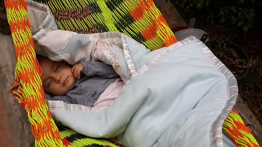 siesta, girl, hammock, child, asleep, outdoors, lying down, sleeping, relaxation, one person