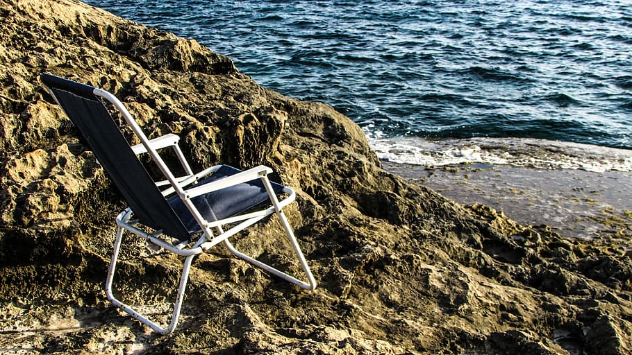 Chaise Longue, Chair, Rock, rocky coast, tourism, leisure, nature, relaxation, sea, beach