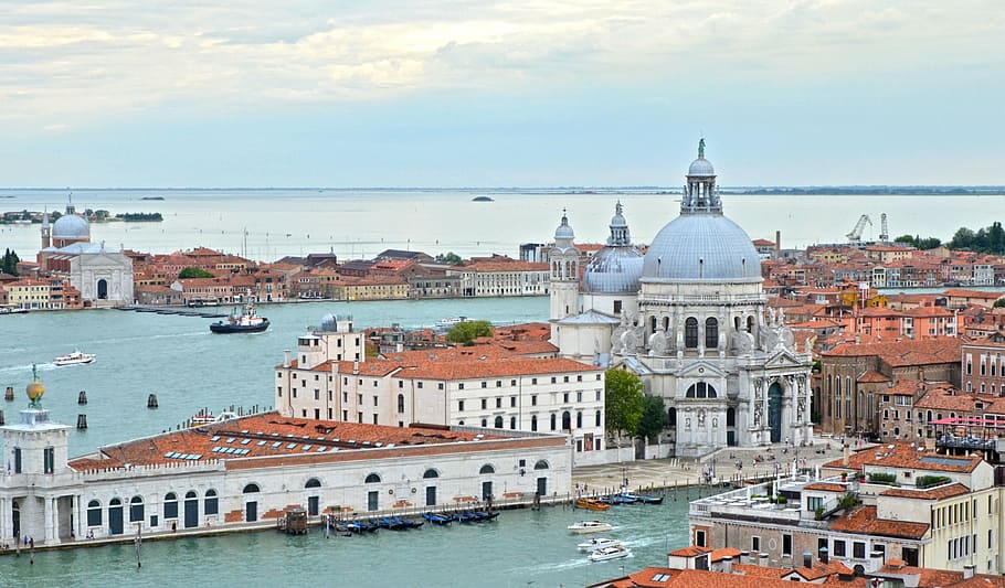 venice, lagoon city, venezia, church, santa maria della salute, canal grande, italy, channel, architecture, cityscape