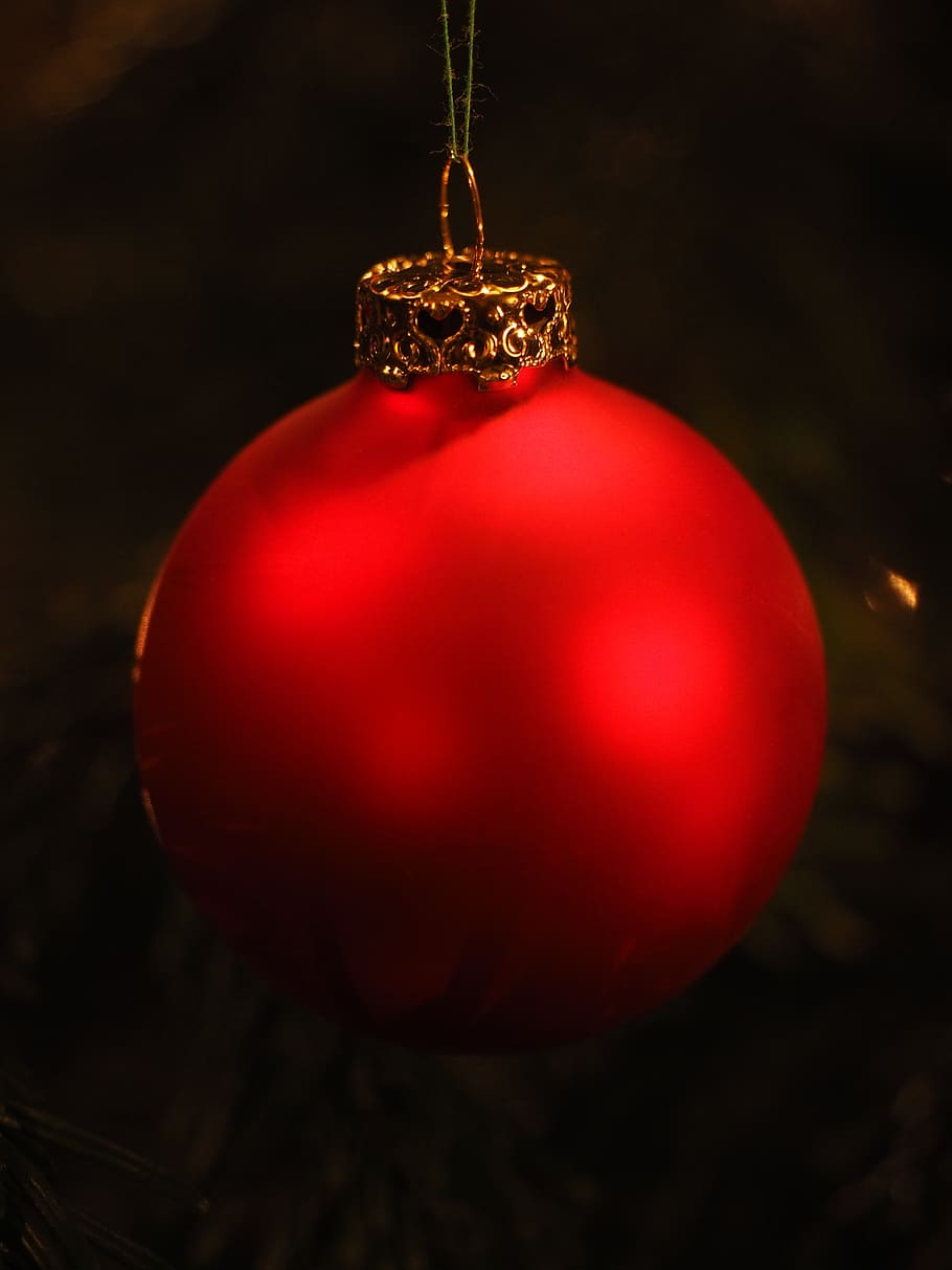 rojo, adorno de navidad, negro, fondo, bola de cristal, navidad, adornos navideños, tiempo de navidad, joyas, colgante