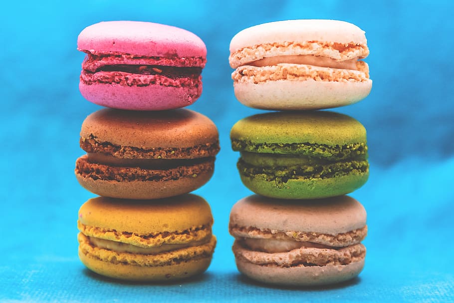 food, gourmet, macarons, colors, bite, size, pastry, french, styling, still