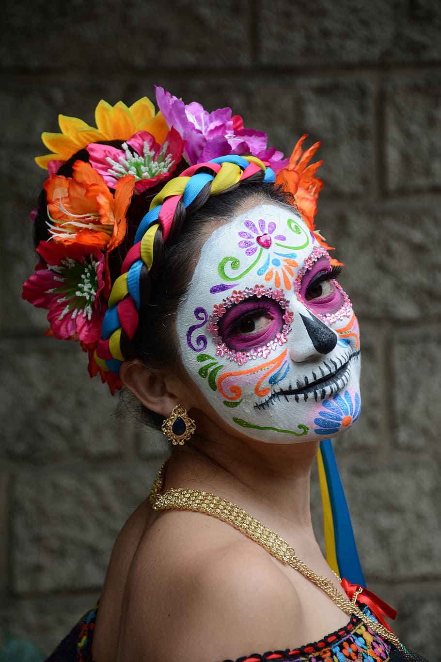 catrina, bella, face, multi colored, one person, headshot, portrait, real people, women, clothing
