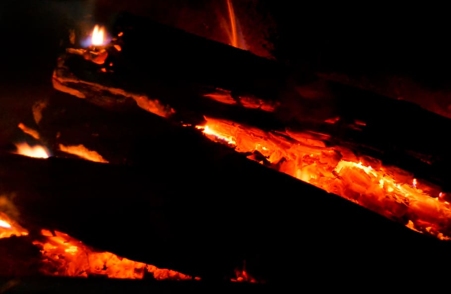 api, kayu, perapian, natal, pembakaran, panas - suhu, api - fenomena alam, bercahaya, malam, alam