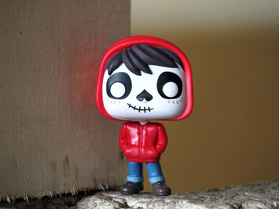 miguel of coco, boy, young, skull, face, red, outfit, jeans, miguel, cartoon