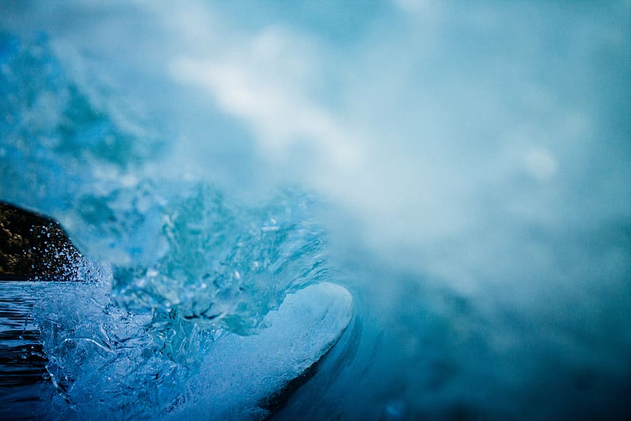untitled, photograph, icicle, sea, ocean, water, waves, nature, blue, blur