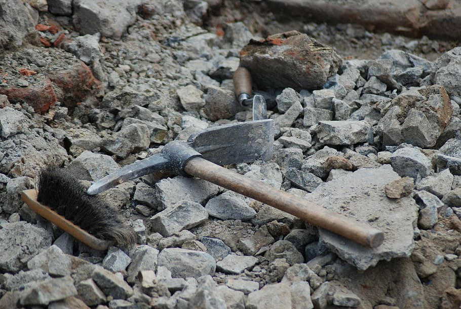 gray, pick-ax, stone, archaeology, tools, dig, archaeological, history, discovery, site