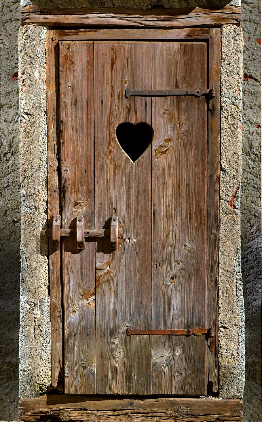 a porta, banheiro, latrinas, castelo, coração, símbolo, madeira, entrada, madeira - material, porta