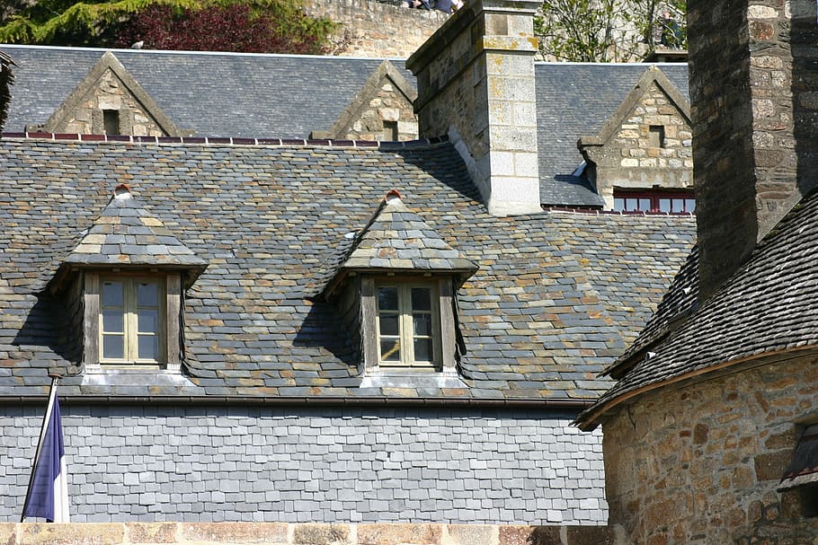 Mont Saint Michel, Brittany, Roofs, building exterior, architecture, built structure, house, outdoors, window, building