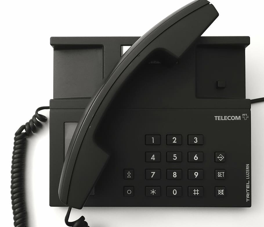 black telecom telephone, phone, communication, make the call, call, talk, listen, select, company, enterprise