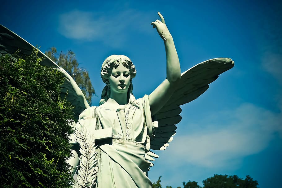 estátua de anjo feminino, cemitério, sepultura, lápide, figura, anjo, figura do túmulo, figura de anjo, escultura, estátua