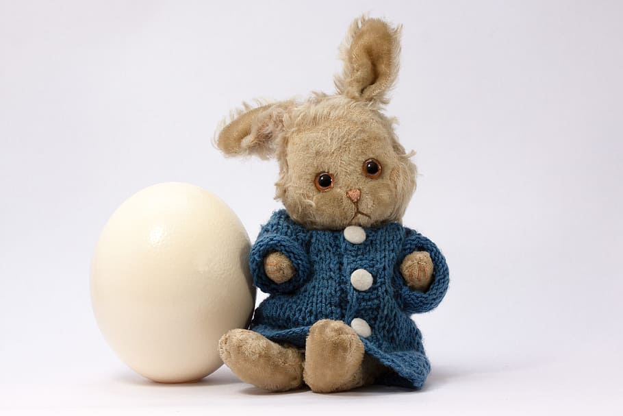 brown, rabbit, plush, toy, white, egg, plush toy, easter bunny, sad, depression