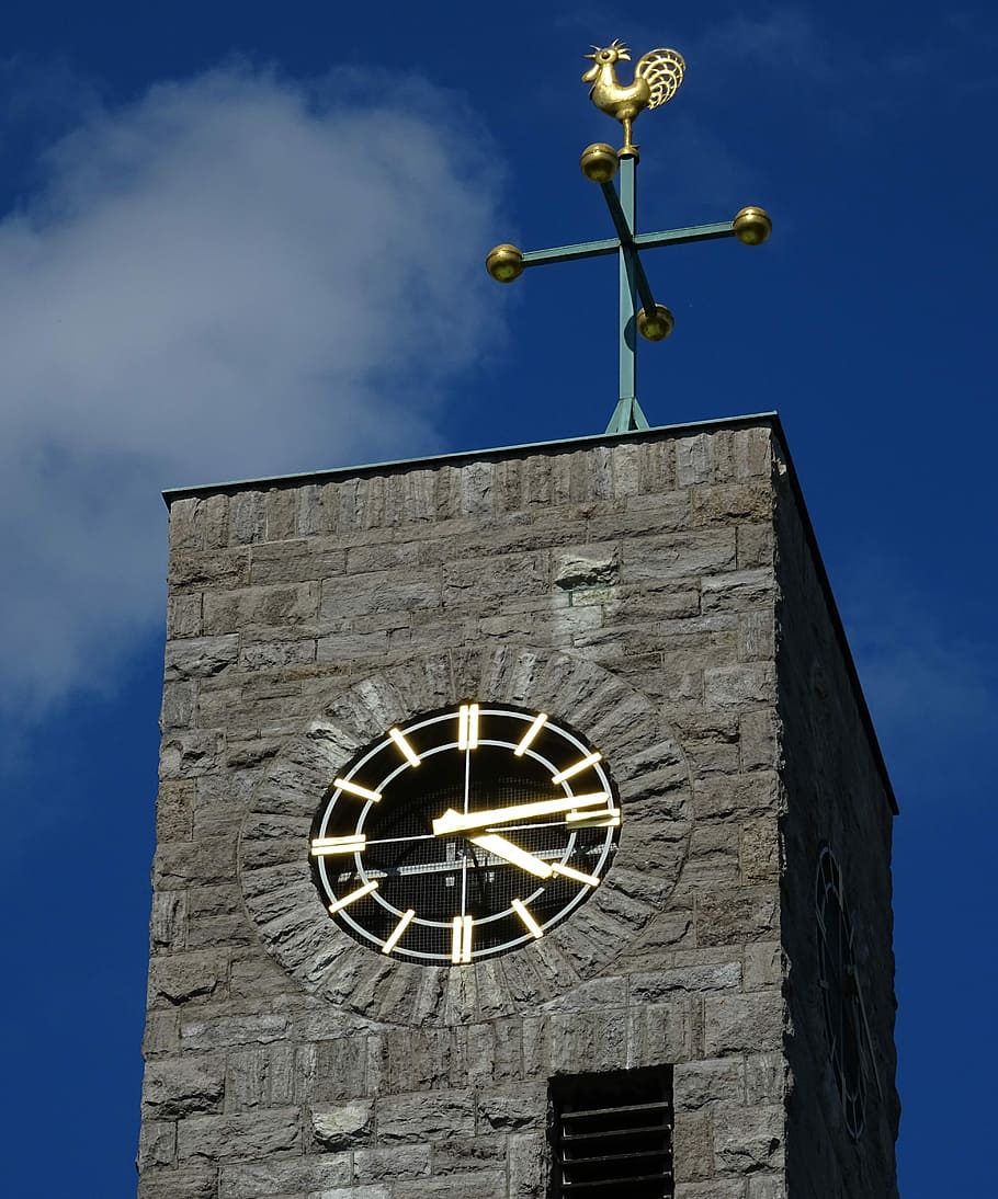 Steeple, Clock, Building, Church, church clock, time indicating, dial, building exterior, built structure, architecture