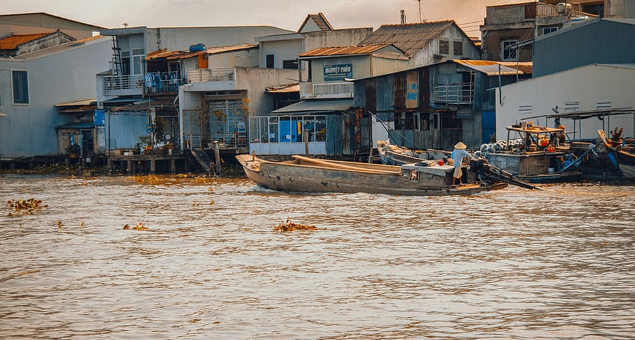 rio, paisagens dimensionais, o sol, rio mekong, dinheiro do rio, província de tien giang, bom, mercado flutuante, cai be district, ocidental