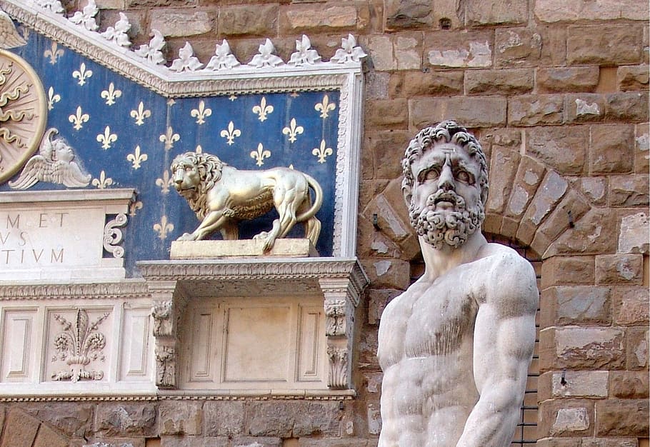 estatua, Hércules, Italia, Florencia, renacimiento, ilustraciones, arquitectura, representación, arte y artesanía, estructura construida