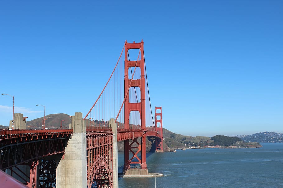Blue Sky, Sky, Bridge, Golden Gate, bridge, san francisco, red bridge, golden Gate Bridge, san Francisco County, uSA, california