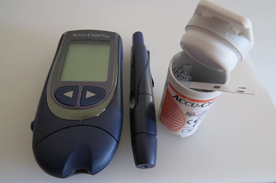 검은, Accu-chek 혈당 측정기, 테이블, 당뇨병, 혈액, 설탕, 의료, 테스트, 의약품, 걱정