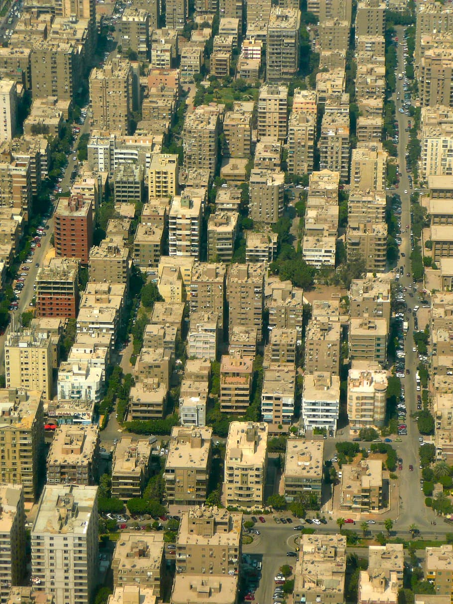 cairo, home, city, building, roofs, aerial view, building exterior, architecture, built structure, full frame