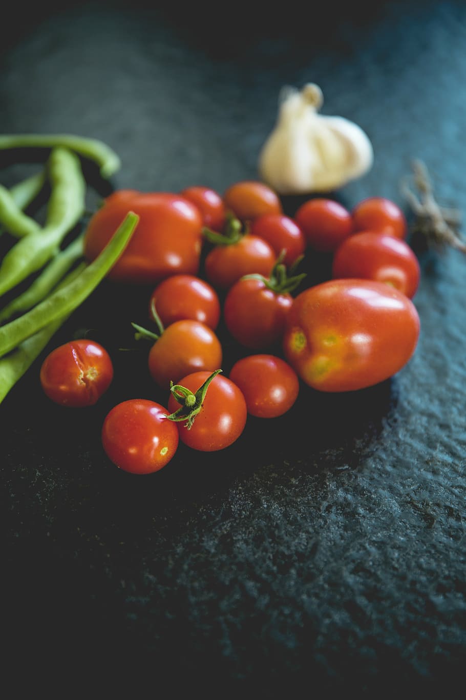 tomates, judías verdes, rojo, tomate, fruta, verdura, comida, ajo, frijol, comida y bebida