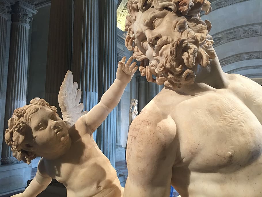 Statue, Centaur, Cupid, Love, Eros, torture, museum, child, angel, louvre