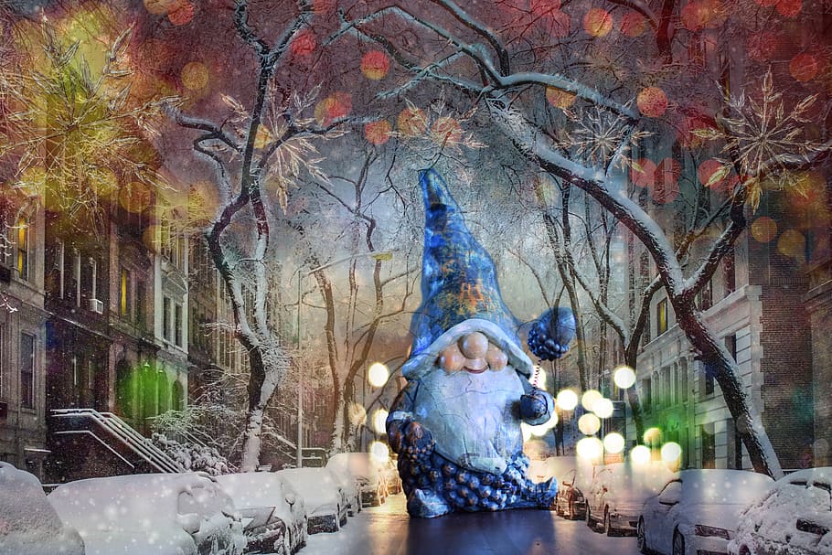 pos, natal, dekorasi, musim dingin, latar belakang, desember, bola, liburan, salju, pohon