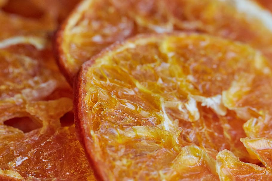 fruit, slices, background, dehydrated, oranges, macro, close up, detail, food, healthy