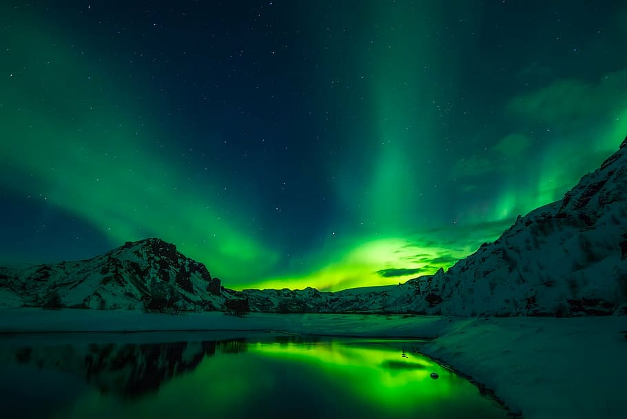 green, northern, light sky, iceland, aurora borealis, northern lights, beautiful, sunset, night, sky