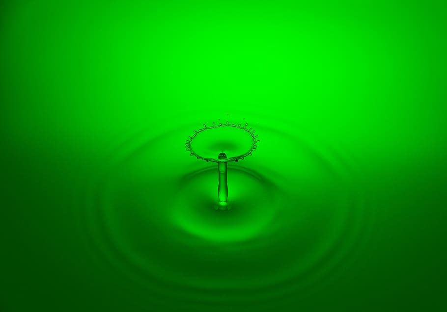 gota de agua, goteo, agua, inyectar, líquido, color verde, sin gente, foto de estudio, fondos, forma