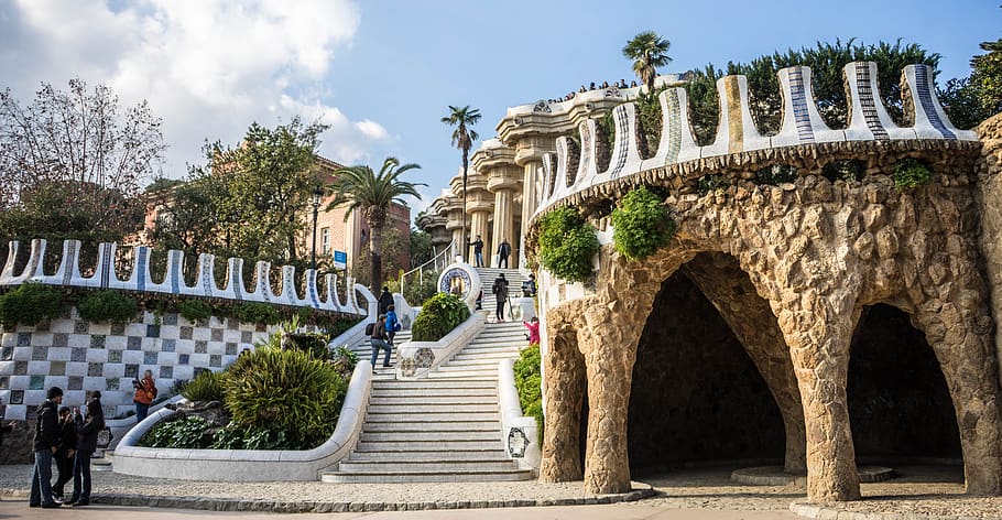 guell park, gaudi, barcelona, ​​Spanyol, tengara, catalonia, artistik, museum, terkenal, Desain