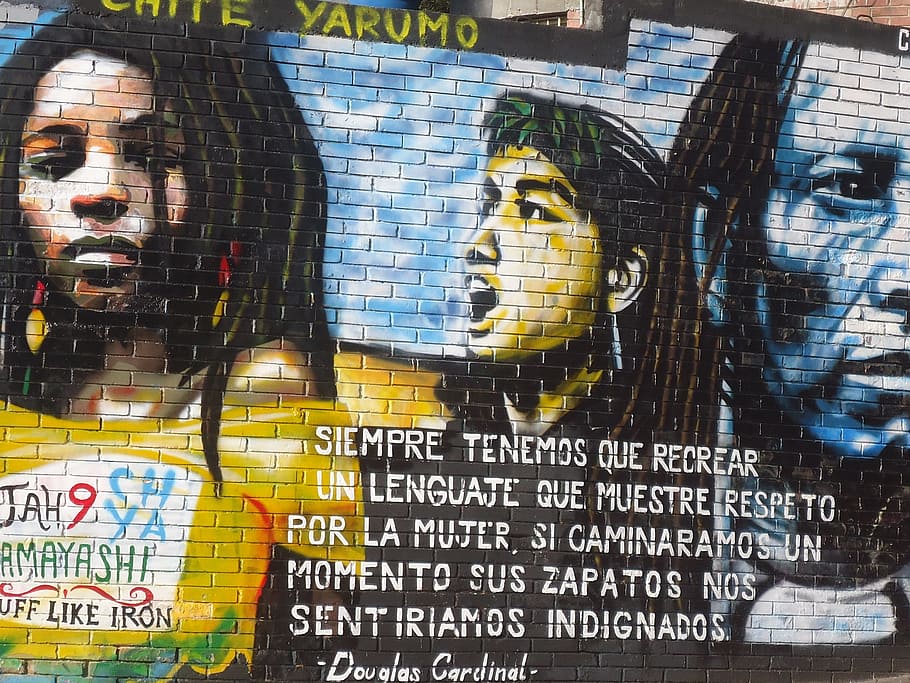 grafiti yarumo chite, grafiti, wanita, potret, feminisme, headshot, dewasa, orang, hari, hanya orang dewasa