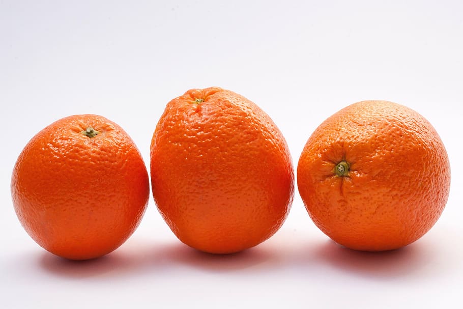 three, oranges, white, board, bahia orange, navel oranges, citrus sinensis, fruits, orange, vitamins