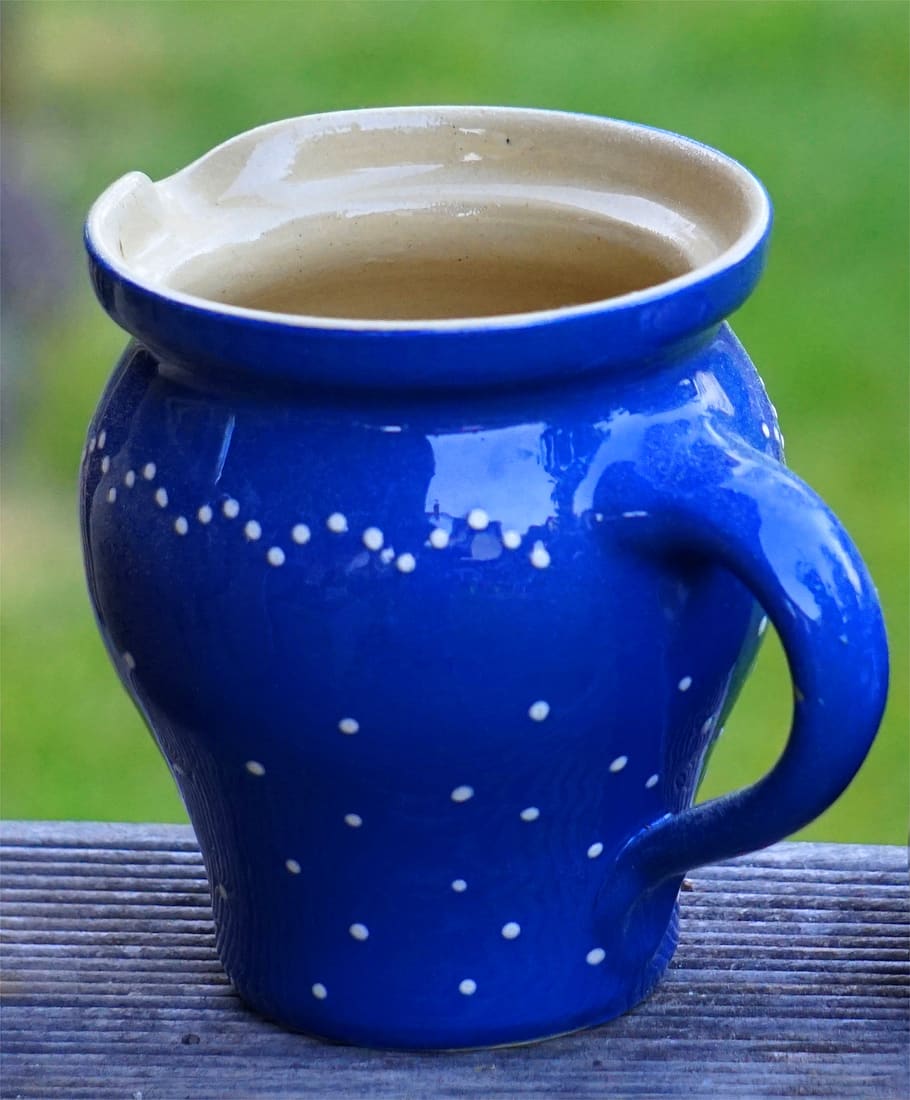 krug, pottery, ceramic, drink, food and drink, blue, refreshment, cup, close-up, mug
