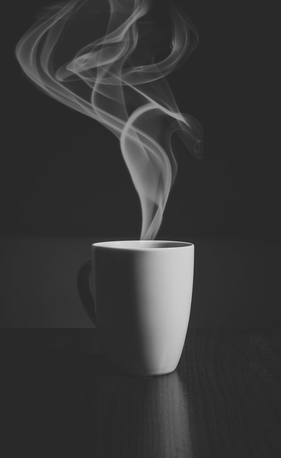 white, mug, gray, surface, steam, ceramic, smoke, coming, coffee, cup