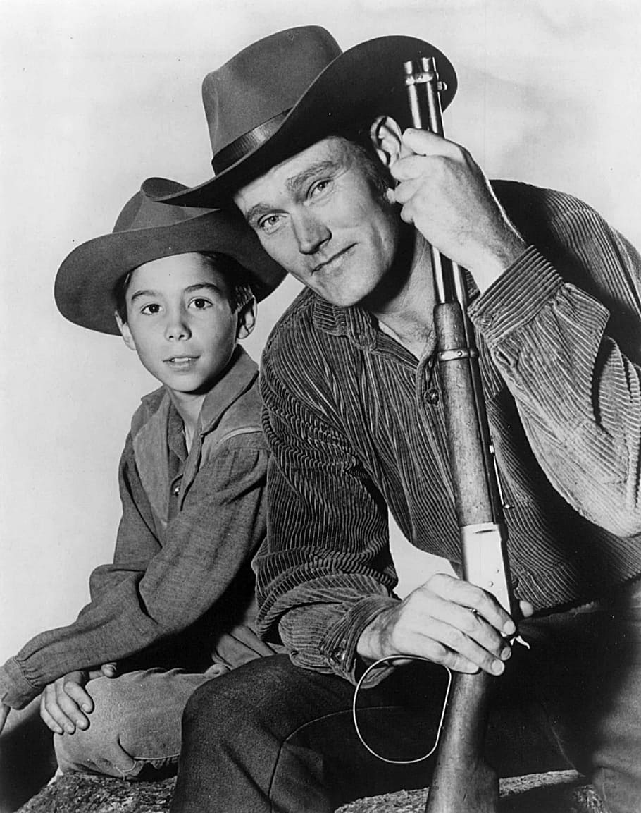 Johnny Crawford, Chuck Connors, Actors, retro, tv, series, rifleman, hollywood, vintage, entertainment