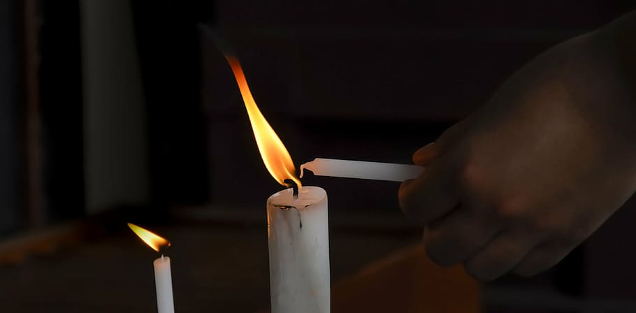 person, holding, white, candle, ash, blur, burn, burnt, candlelight, christmas