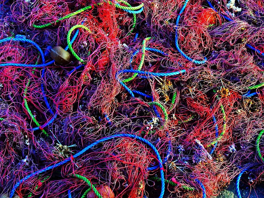 赤い魚ネット, 背景, 漁網, ネット, 釣り, 魚, キャッチ, 海, 機器, ロープ