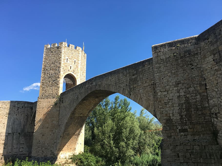 besalú, arc, bridge, mediate, stone bridge, architecture, river, medieval, built structure, history