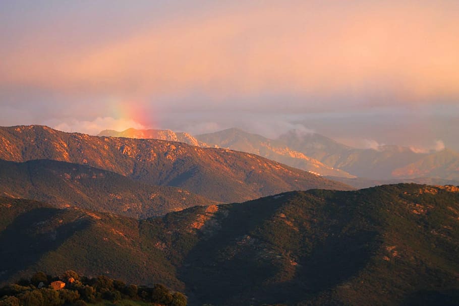 untitled, rainbow, mountain, corsican, autumn, scenics, sunset, nature, outdoors, beauty in nature