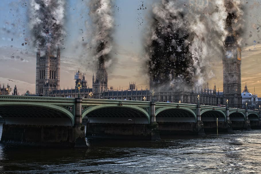 westminster palace, london, political breakdown, vandalism, anarchy, architecture, bridge - man made structure, built structure, water, building exterior, river